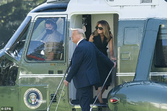 Rumors about Melania Trump using a body double were reignited in October by an odd photo that sent Twitter into a frenzy. The photo in question (above) shows Melania and her husband Donald Trump boarding Marine One on Thursday on their way to the final presidential debate